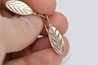 Russische Rose Rosa Sowjet 14k 585 Gold UdSSR Vintage Blatt Ohrringe ven116