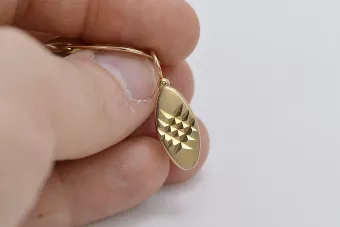 Vintage rose pink 14k 585 gold  Vintage leaf earrings ven117