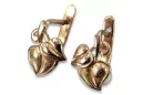 Vintage rose pink 14k 585 gold  Vintage leaf earrings ven142