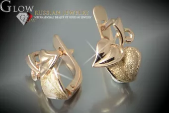 Vintage rose pink 14k 585 gold  Vintage leaf earrings ven142