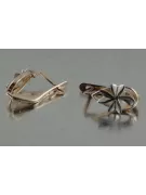 Růže růžová 14k 585 zlatých listů náušnice ven143 ruský sovětský vintage styl