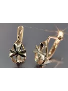 Růže růžová 14k 585 zlatých listů náušnice ven143 ruský sovětský vintage styl