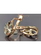 Růže růžová 14k 585 zlatých listů náušnice ven143 ruský sovětský vintage styl