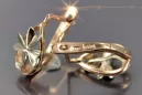 Růže růžová 14k 585 zlatých listů náušnice ven143 ruský sovětský vintage styl