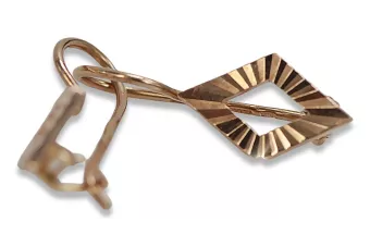 Vintage rose pink 14k 585 gold  Vintage square earrings ven144