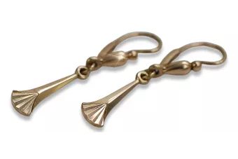 Rosa rusa rosa soviético 14k 585 oro URSS Vintage Pendientes colgantes ven160