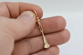 Vintage rose pink 14k 585 gold  Vintage Hanging earrings ven160