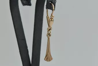 Vintage rose pink 14k 585 gold  Vintage Hanging earrings ven160