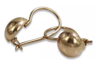 Russische Rose Rosa Sowjetische 14k 585 Gold UdSSR Vintage Kugel Ohrringe ven178