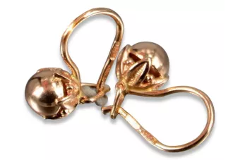 Vintage rose pink 14k 585 gold  Vintage ball earrings ven180