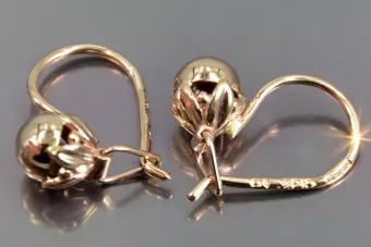 Vintage rose pink 14k 585 gold  Vintage ball earrings ven180
