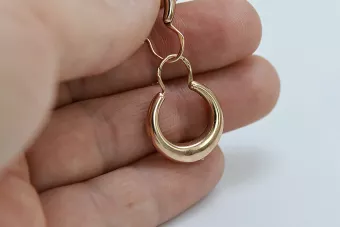 Rose pink 14k 585 gold Vintage Hoops earrings ven183
