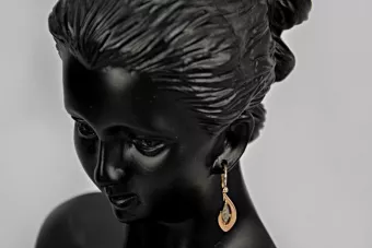 Rosa rusa rosa soviético 14k 585 oro URSS Pendientes de hoja vintage ven193