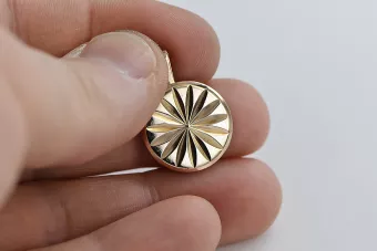 Vintage rose pink 14k 585 gold  Vintage circle pendant vpn004