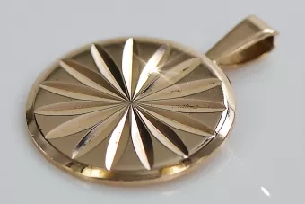 Russische Rose Rosa Sowjetische 14k 585 Gold UdSSR Vintage Kreis Anhänger vpn004