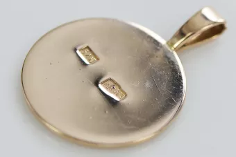 Russische Rose Rosa Sowjetische 14k 585 Gold UdSSR Vintage Kreis Anhänger vpn004