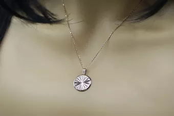 Vintage rose pink 14k 585 gold  Vintage circle pendant vpn004