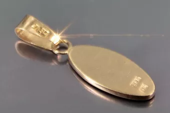 Rosa rusa rosa soviético 14k 585 oro URSS Colgante ovalado vintage vpn017