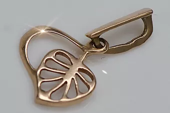 Rosa rusa rosa soviético 14k 585 oro URSS Colgante de hoja vintage vpn026