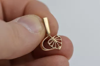 Vintage rose pink 14k 585 gold  Vintage leaf pendant vpn026