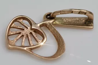 Rosa rusa rosa soviético 14k 585 oro URSS Colgante de hoja vintage vpn026