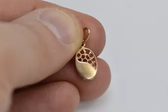 Senovinis rožinio aukso pakabukas sovietinis 14k 585 TSRS Vintažinis lapų pakabukas vpn027