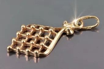Rosa rusa rosa soviético 14k 585 oro URSS cuadrado Colgante vintage vpn029