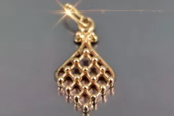 Rose rose russe soviétique 14k 585 or carré URSS Pendentif vintage vpn029