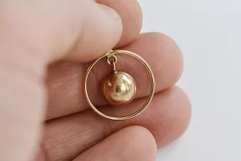 Vintage rose pink 14k 585 gold  Vintage circle pendant vpn031