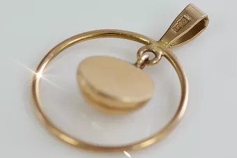 Vintage rose pink 14k 585 gold  Vintage circle pendant vpn031