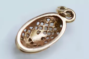 Vintage rose pink 14k 585 gold  Vintage flower pendant vpn036