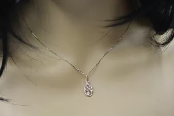 Rosa rusa rosa soviético 14k 585 oro URSS Colgante de hoja vintage vpn038