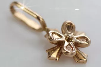Vintage rose pink 14k 585 gold  Vintage flower pendant vpn043