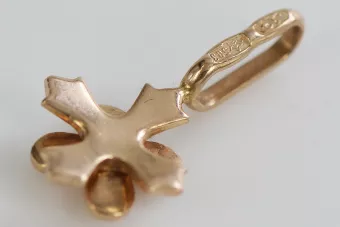Vintage rose pink 14k 585 gold  Vintage flower pendant vpn043