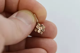 Vintage rose pink 14k 585 gold  Vintage flower pendant vpn043