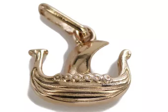 Vintage rose pink 14k 585 gold  Vintage  boat pendant vpn044