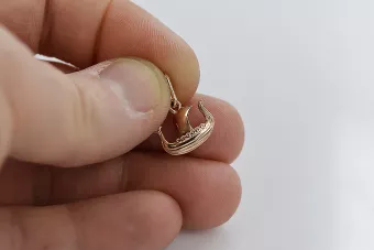 Rosa rusa rosa soviético 14k 585 oro URSS Colgante barco vintage vpn044