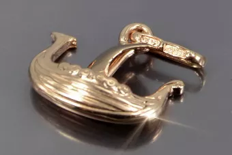 Rosa rusa rosa soviético 14k 585 oro URSS Colgante barco vintage vpn044