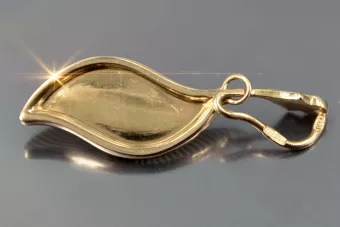 Russische Rose Rosa Sowjet 14k 585 Gold UdSSR Vintage Blatt Anhänger vpn048