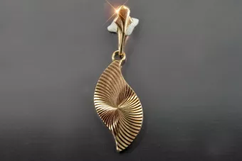 Rusă roz roz sovietic 14k 585 aur URSS Vintage frunze pandantiv vpn048