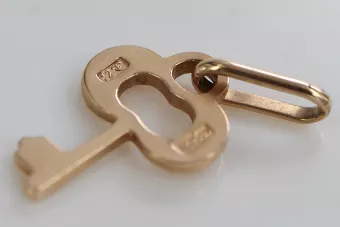 Rosa rusa rosa soviético 14k 585 oro URSS Colgante de llave vintage vpn049