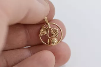 Vintage rose pink 14k 585 gold  Vintage pendant vpn050