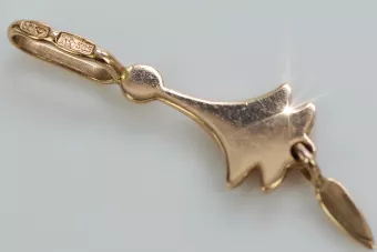 Vintage rose pink 14k 585 gold  Vintage leaf pendant vpn051