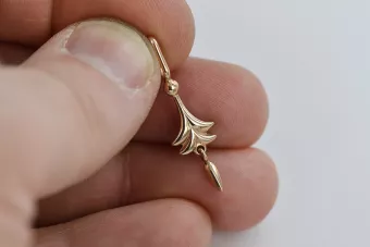 Rus a crescut roz sovietic 14k 585 aur URSS Vintage pandantiv frunze vpn051