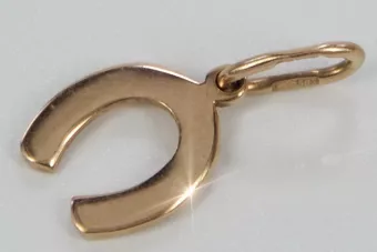 Vintage rose pink 14k 585 gold  Vintage horseshoe pendant vpn052