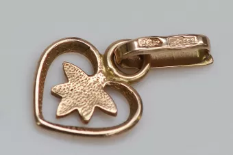 Rosa rusa rosa soviético 14k 585 oro URSS Colgante de corazón vintage vpn053