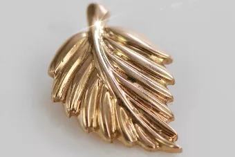 Русская роза розовая Советская 14к 585 золото СССР Винтажный лист кулон vpn054