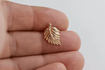 Rusă roz roz sovietic 14k 585 aur URSS Vintage frunze pandantiv vpn054