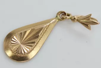 Vintage rose pink 14k 585 gold  Vintage leaf pendant vpn055