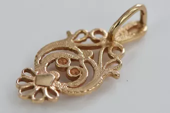 Vintage rose pink 14k 585 gold  Vintage leaf pendant vpn056